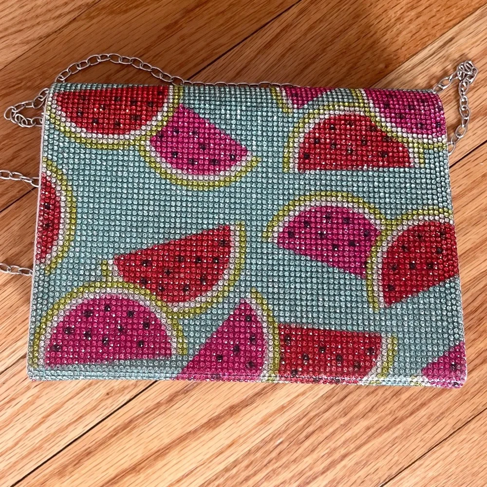NWT Watermelon Print Crystal Clutch with Detachable Strap - Picture 3 of 10